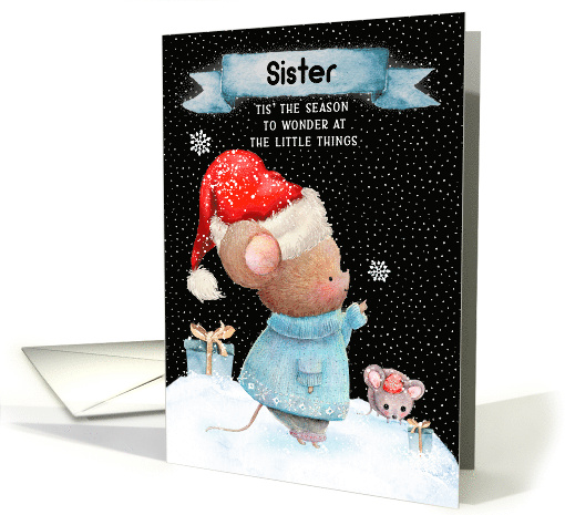 Sister Merry Christmas Cute Mice in the Snow card (1642446)
