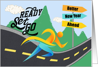 New Year Running for a Better New Year Cartoon Runner Word Art card