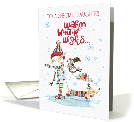 Daughter Merry Christmas and Happy New Year Snowman card (1653558)