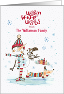 Custom Name Christmas Greeting Warm Winter Wishes card