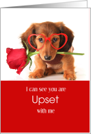I Am Sorry Apology Cute Dachshund with a Rose and Glasses card