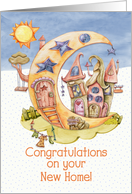 New Home Congratulations Magical Moon Houses in the Sky card