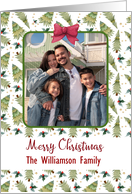 Merry Christmas Custom Photo and Name Christmas Trees and Bow card