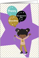 Grandma Happy Grandparents Day Young African American Girl with Stars card