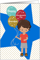 Grandpa Happy Grandparents Day Young Boy with Balloons and Stars card
