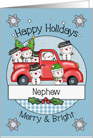 Nephew Happy Holidays Snowmen and Red Truck card