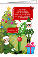 Christmas Humor with Elves Presents and Christmas Tree card