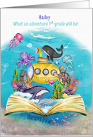 1st Grade Custom Name Back to School Whimsical Ocean Scene card