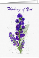 Thinking of You Beautiful Purple Flowers Digital Watercolor card