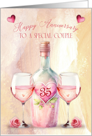 35th Wedding Anniversary to a Special Couple Pretty Wine Theme card