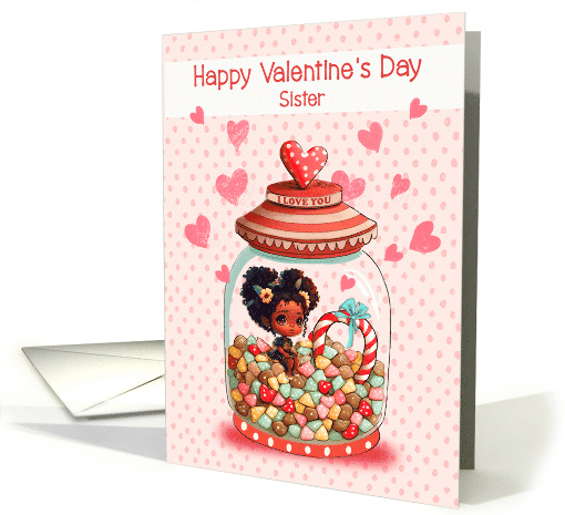 Sister Valentine's Day Little African American Girl card (1755242)