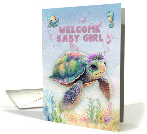 Baby Girl Congratulations Baby Turtle and Sea Life card (1756322)