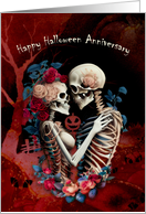 Halloween Anniversary Wishes Skeleton Couple in Love card