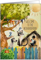 Welcome to the Neighborhood Whimsical Animal Scene card