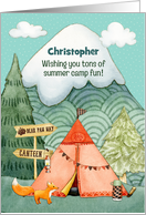 Christopher Custom Name Summer Camp Wishes of Fun Camping Scene card