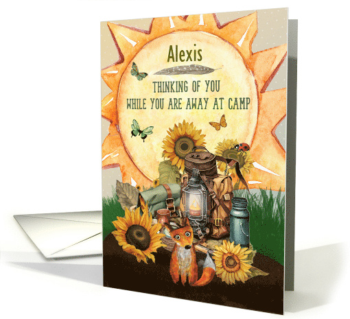 Alexis Custom Name Summer Camp Thinking of You Camping Gear card