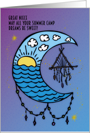 Great Niece Thinking of You at Summer Camp Dreamcatcher card