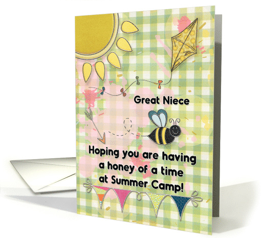 Great Niece Summer Camp Thinking of You Cute Bee card (1777872)
