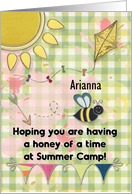 Arianna Custom Name Summer Camp Thinking of You Cute Bee card