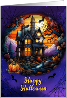 Happy Halloween Spooky Haunted House card