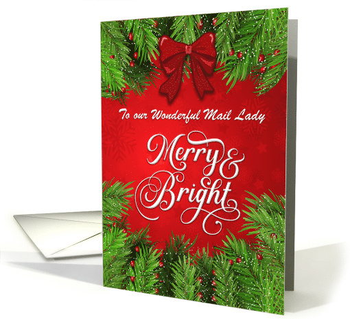 Mail Lady Merry and Bright Christmas Greetings card (1808004)