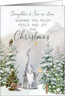 Daughter and Son in Law Christmas Mountain Scene with Gnome card