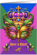 Mardi Gras Have a Blast Mask and Crown card