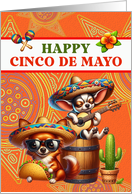 Cinco De Mayo Partying Chihuahuas with Cactus card