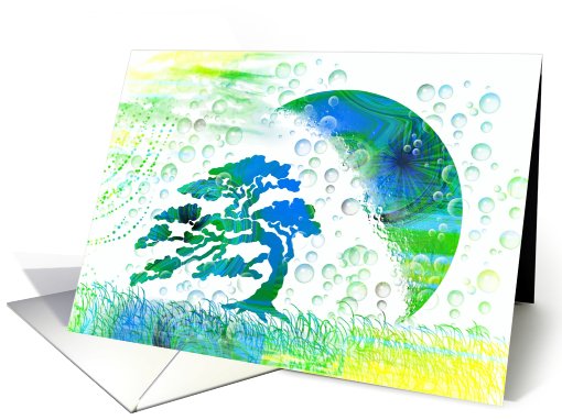 Psychedelic Moon and Tree Blank note card (821439)