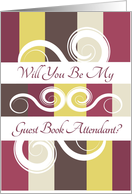 Will you be my Guest Book Attendant Sophisticated Colors Invitation card