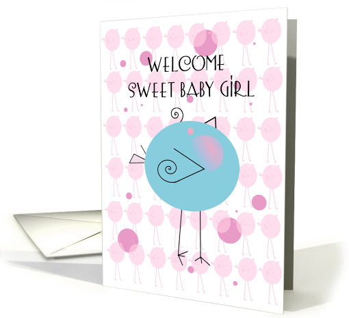 Welcome Sweet Baby Girl Birdies card (889603)