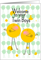 Welcome Twin Baby Boys Birdies card