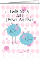 Welcome Twin Baby Girls Birdies card