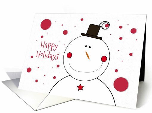 Happy Holidays Happy Smiling Snowman with Top Hat card (889743)