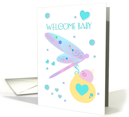 Welcome Baby Dragonfly Carrying Baby in a Bundle card (890177)