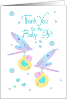 Thank You for the Baby Gift for Twins with Twin Dragonflies and Babies card