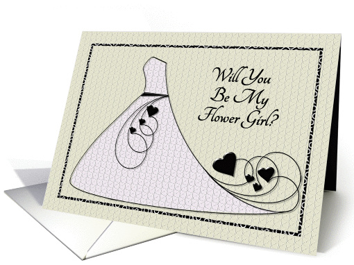 Will You Be My Flower Girl? Invitation Pink Dress Hearts card (909781)
