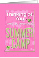 Thinking of You While You Are Away at Summer Camp Pink Camo Ladybugs card