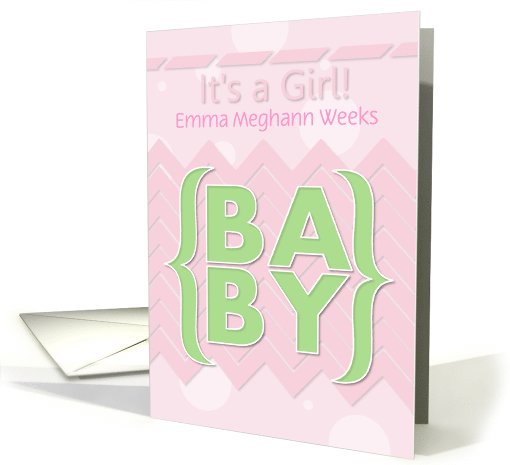 It's a Girl Personalize Name Baby Announcement Pretty Pink card