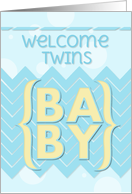 Welcome Twins Baby Boys Blue and Yellow card