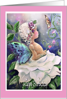 White Rose and Little fairy, Birthday card
