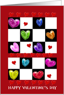 Colorful painted hearts, Valentines card