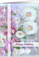 Pink and White Daisies, Happy Birthday card
