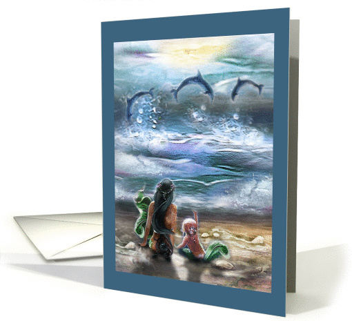 Mermaids on the Beach, dolphins, any occasion card (1294546)