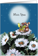 Fairy and Mouse on Painted Daisies, Cute, Miss you card