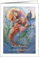 Happy Birthday to young Granddaughter, Seahorse and Mermaid card