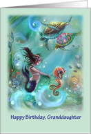 Mermaid and Sealife, Happy Birthday to Granddaughter card