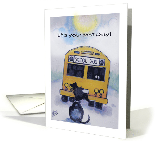 Child's First Day of School, General, School bus, dog card (1444288)