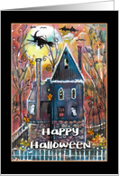 Halloween , Whimsical Spooky Haunted House card