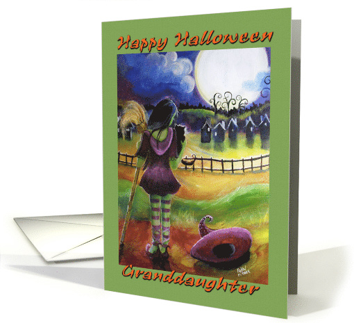 Happy Halloween, to Granddaughter, Witch and Big moon card (1491852)